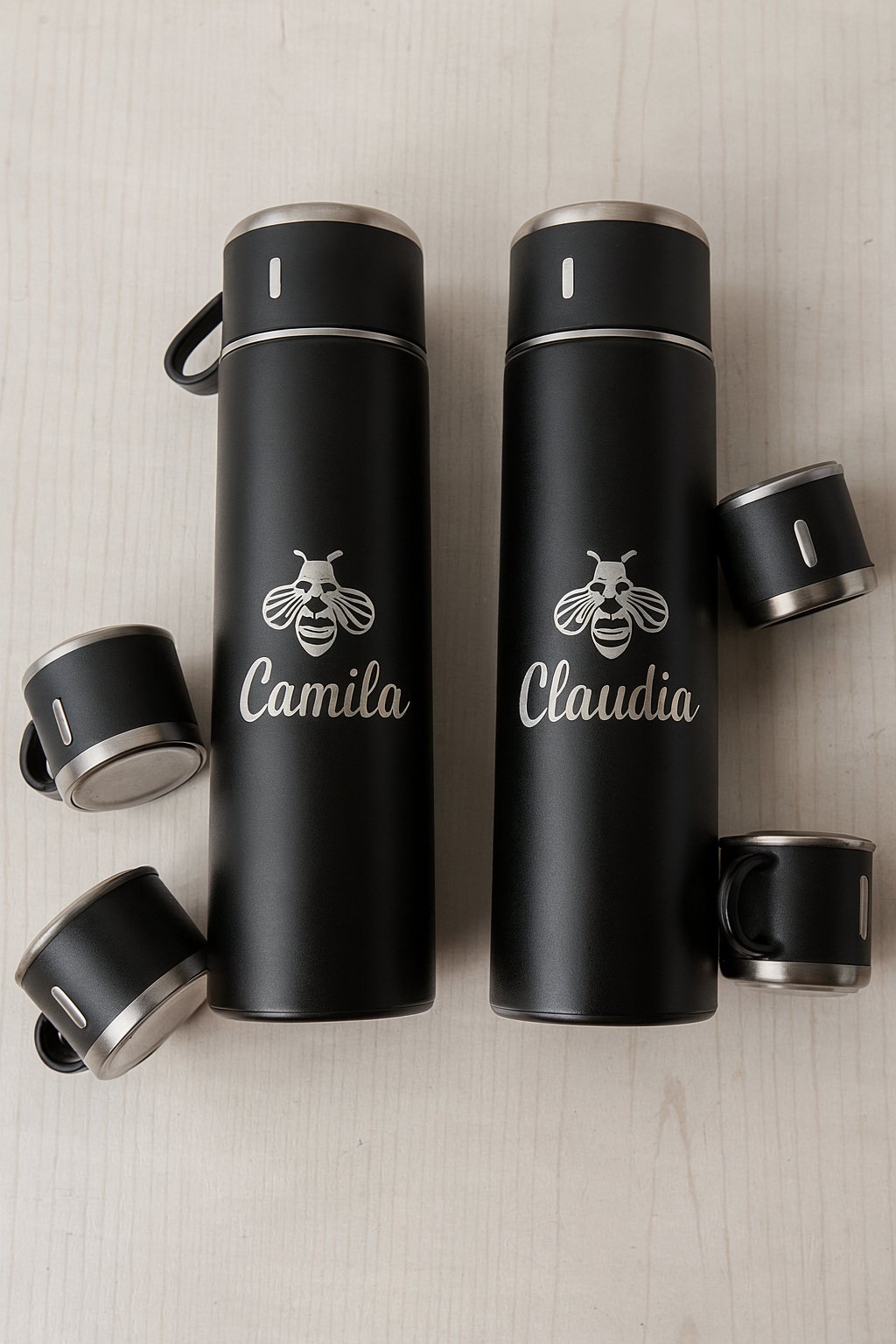 Termo de Acero Inoxidable Personalizado con Grabado Láser + 3 Tazas Incluidas ☕